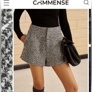 Commense Wool Blend Tweed Women Pocket Shorts